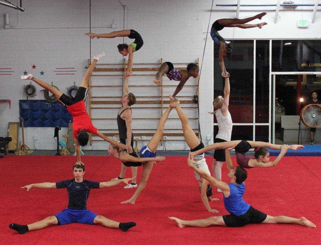 Acro Gymnastics Praticing at Redlands Branch Realis Gymnastics Academy